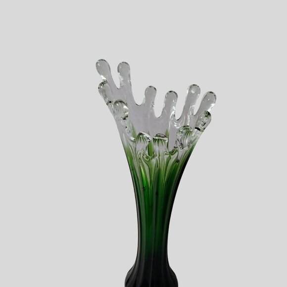 Mid Century Modern Green Art Glass Vase Vintage Stretch Swung Murano Style 17" - Picture 15 of 16